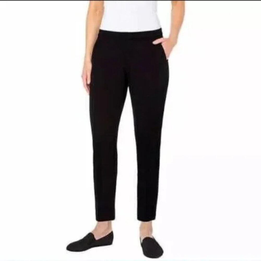 LVPL Liverpool Women Black Mid Rise Flat Front Pull On Pants Trouser, 12/31 MWT
